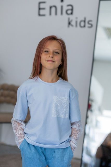 Enia.kids Лонгслів "Iris", 134, блакитний EK0343 фото