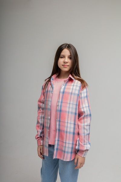 Enia.kids Сорочка "Клітинка", 134, рожевий EK0338 фото