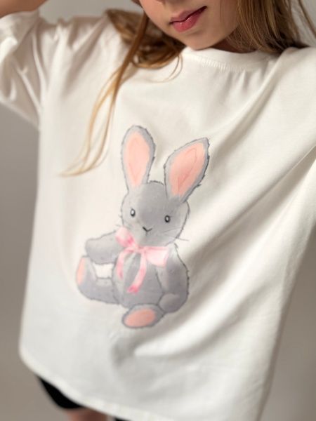 Enia.kids Футболка PRO "Зайчик" TSKL0621ML, 122 , молочний TSKL0621ML фото
