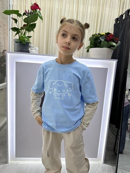 Enia.kids Лонгслів PR "Персонаж" LSKL0321SKY, 122, блакитний/таш LSKLPR0321SKY фото